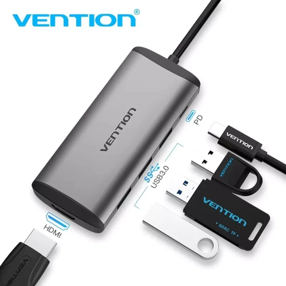 hub multipuerto vention 5 en 1 usb c hub multipuerto vention 5 en 1 usb c