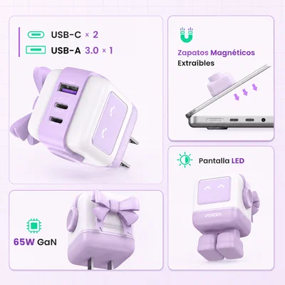 cargador robot ugreen uno usb c 65w 🤖⚡ cargador robot ugreen uno usb c 65w 🤖⚡