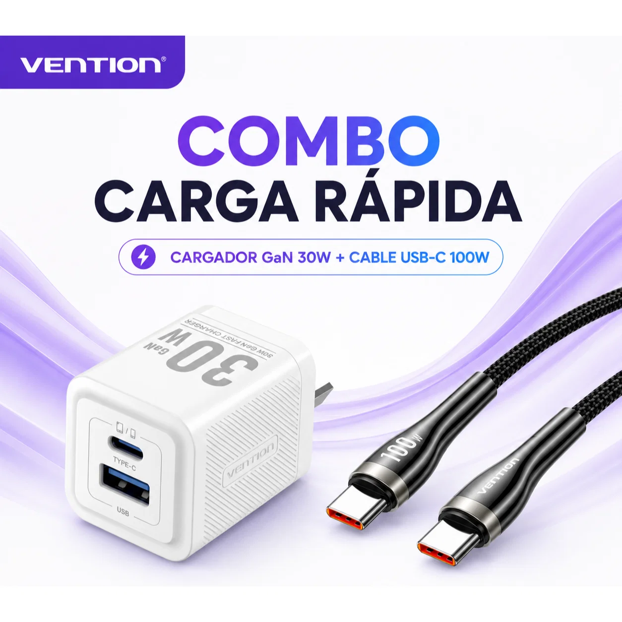 combo carga rápida vention combo carga rápida vention