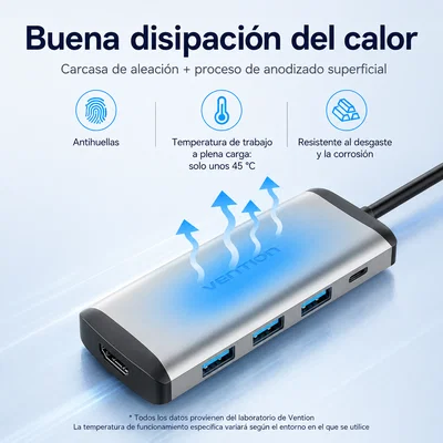 hub multipuerto vention 5 en 1 usb c hub multipuerto vention 5 en 1 usb c