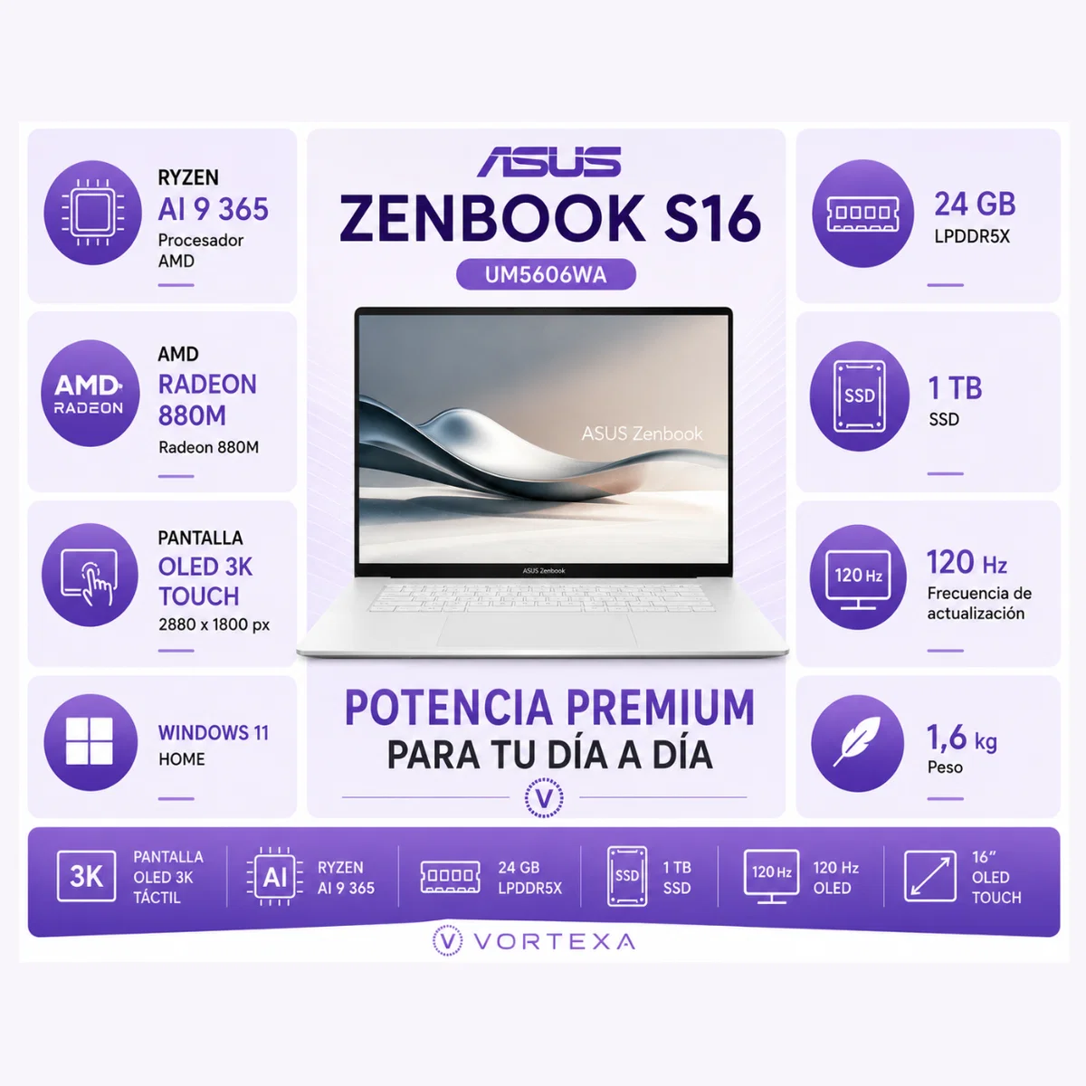 asus zenbook s16 ryzen ai 9 365 24gb 1tb ssd oled 3k touch 16" asus zenbook s16 ryzen ai 9 365 24gb 1tb ssd oled 3k touch 16"
